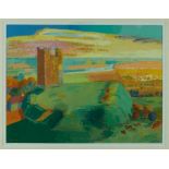 Ronald Hellen (contemporary) watercolour and gouache, Orford Castle, Evening, signed, titled verso,