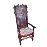 17th century style carved oak wainscot chair