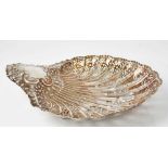 Edwardian silver shell-shaped dish with pierced and floral embossed decoration