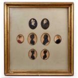English School, early 19th century, group of ten portrait miniatures on paper depicting members of t