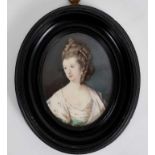 Samuel Cotes (1734-1818) watercolour portrait miniature on ivory, portrait of a lady wearing pearls