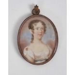 Continental School, early 20th century, watercolour portrait miniature on ivory, depicting a young l