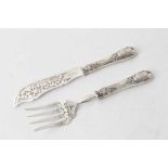 Pair of 19th century French silver fish servers