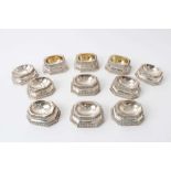 Eleven various Continental silver trencher salts