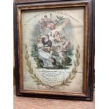 Regency engraved Valentine, in glazed period frame, total size 33 x 29cm