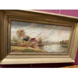 Oil on canvas landscape painting, signed E. Marsden and dated 1912, in gilt frame