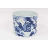 A Chinese blue and white brush pot