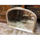 Silvered arched overmantel mirror