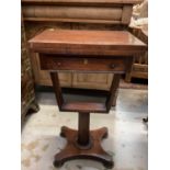 Regency rosewood work table with games table inlaid fold over top, for restoration