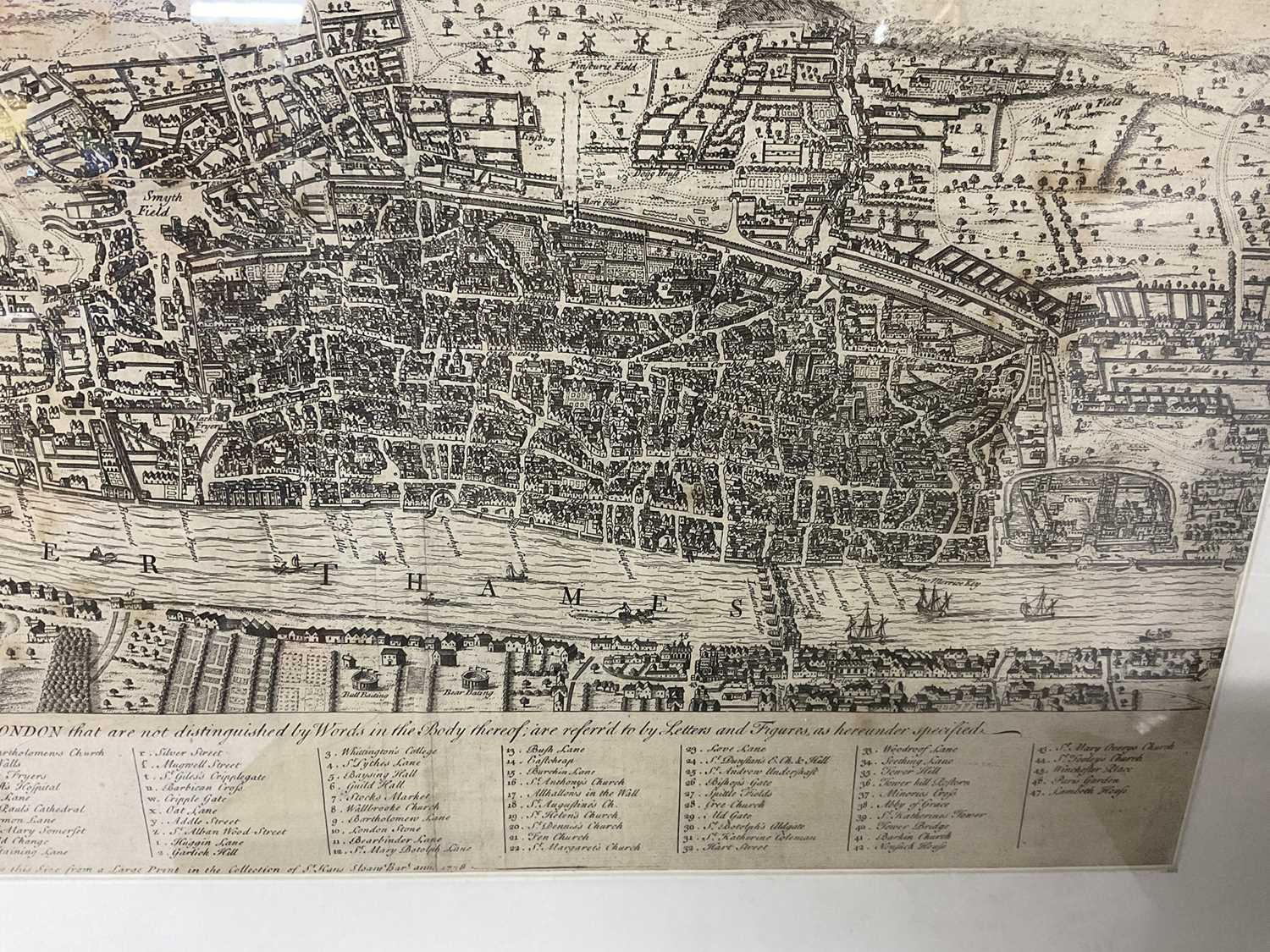 18th century engraving - A view of London about the year 1560, together with a map of the Parish of - Image 5 of 5