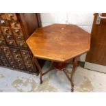 Good quality mahogany and satinwood inlaid two tier occasional table with octagonal top