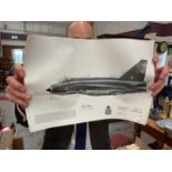 Aviation interest- signed print of an English Electric Fighter aircraft and an album of stamps