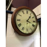 19th century wall dial with circular painted dial, in mahogany case