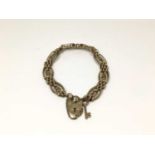 9ct gold gate bracelet with key charm and padlock clasp