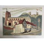 Penny Berry Paterson (1941-2021) group of four unframed colour linocut prints, including 'Castle Hed