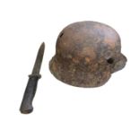 First World War helmet and a bayonet