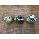 Three 19th century Staffordshire bird's nest inkwells