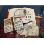 Group of mixed ephemera to include stamp album, albums of tea cards, silks and various other items.