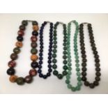 Five semi precious polished stone necklaces