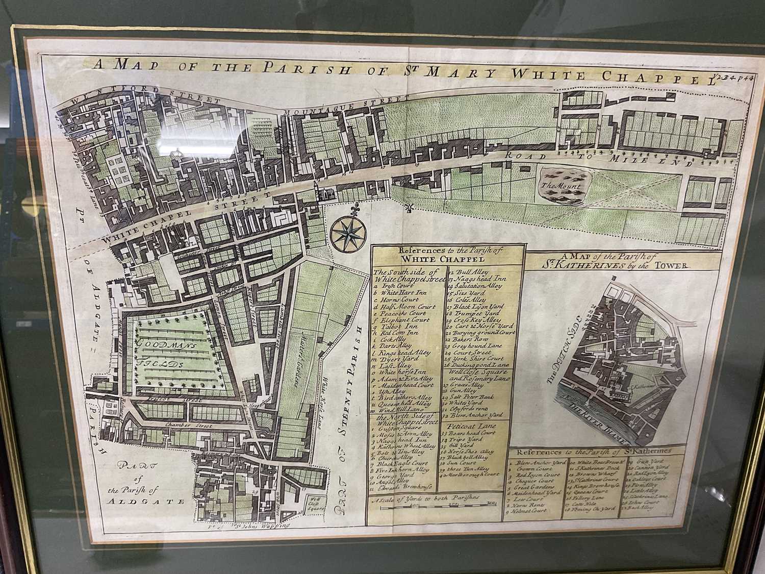 18th century engraving - A view of London about the year 1560, together with a map of the Parish of