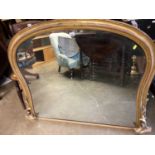 Victorian dome top overmantel mirror in gilt frame, 126cm x 97cm