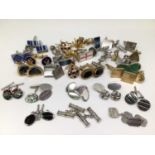 Collection of various cufflinks including some silver pairs