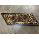 Old Chinese carved wood and lacquered panel