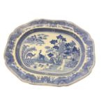 19th century blue and white meatplatter of interesting pattern