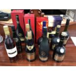 13 bottles of brandy, including Remy Martin, Courvoisier, Martell, etc