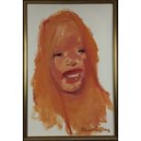 Howard Barnes (1937-2017) oil on canvas, Female Head, signed 75 x 50cm, framed