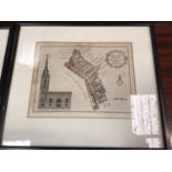Group of antique prints, including a set of four framed prints from Noorthouck's History of London 1