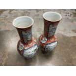Large pair of early 20th century Japanese kutani vase, one with significant damage and repair