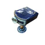 18th century Chinese blue and white tea caddy, rescued together with a small group of cloisonné