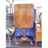 19th century mahogany tilt top wine table on faceted column and trefoil base