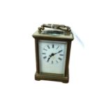 Brass cased carriage clock and key