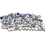 Large quantity of silver rings, mostly gem set and some silver gilt