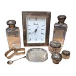 Harrods silver mounted clock and other silver items