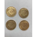 France - Mixed gold 20 Franc coins to include 1866BB VF, 1868BB VF, 1869BB GVF-AEF & 1890A A.UNC (4