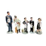 Five Royal Doulton figures - Royal Air Force Corporal HN4967, Morning Ma'am HN2895, Ritz Bell Boy HN