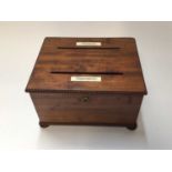 Early Victorian mahogany desk top correspondence/letter box with Bramah lock.