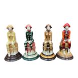Four Peggy Davies Kevin Francis Harlequin figures including limited edition no.107 of 500, modelled