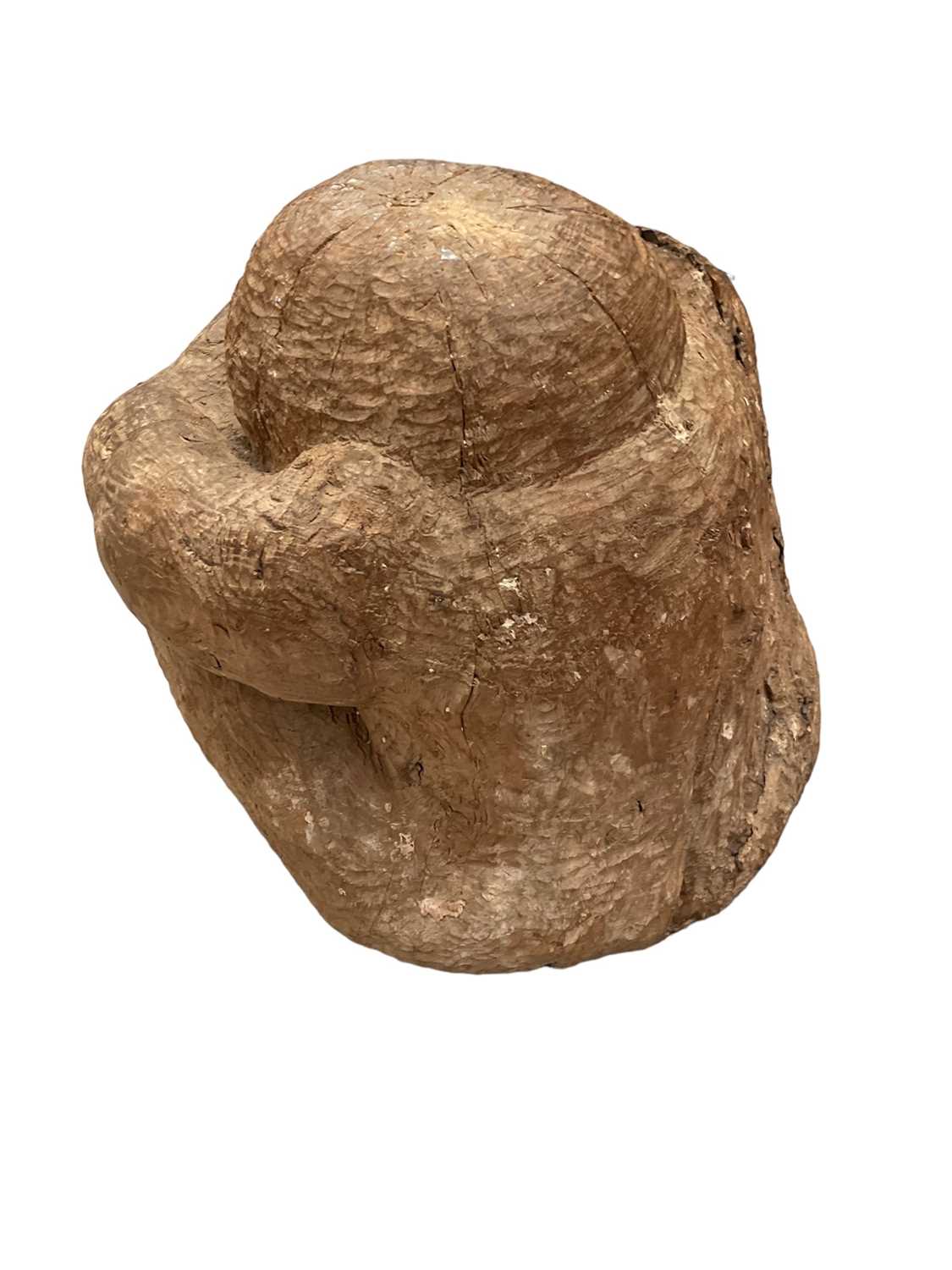 Unusual carved sculpture of a seated man, carved from the solid, 43cm high - Image 2 of 3
