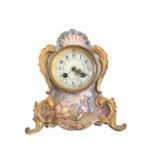 French painted rococo style clock signed Dumas
