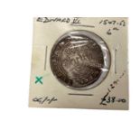 G.B. - Silver hammered Edward VI Six Pence fine silver issue 1551-1553 (N.B. Obv: Edge nick & crack