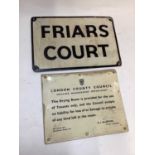 London County Council sign and Friars Court sign (2)
