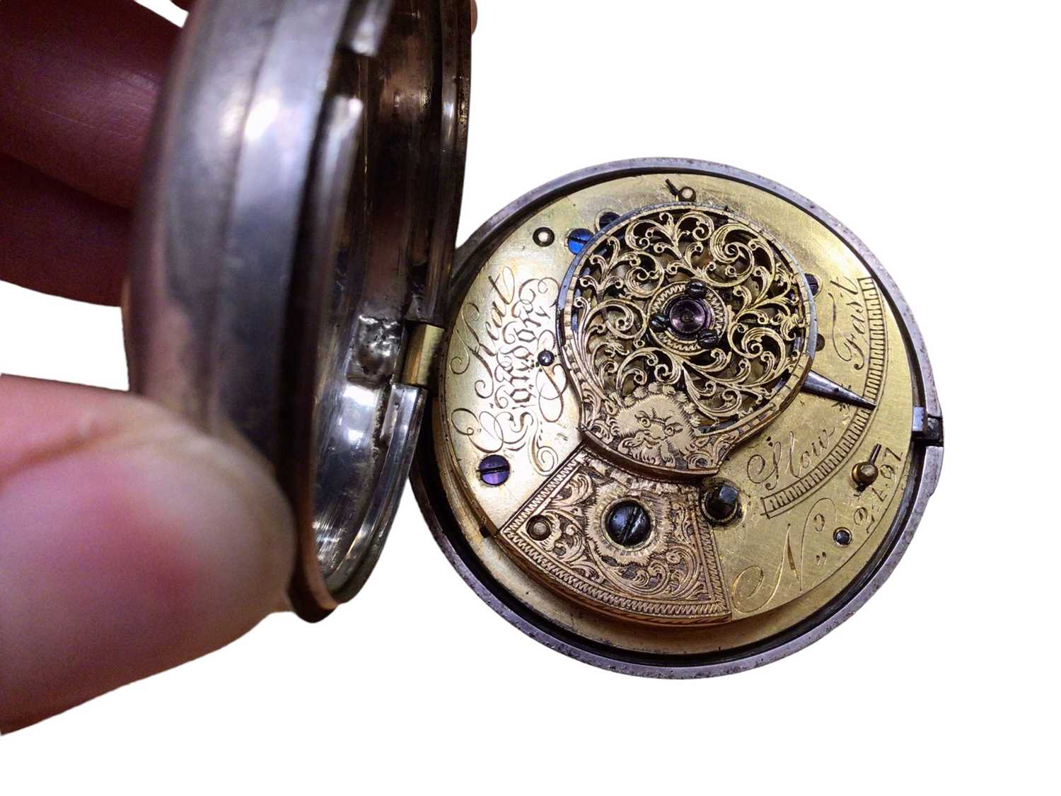 Georgian silver pair cased pocket watch (London 1822) - Image 3 of 4