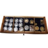 World - A six drawer wood cabinet containing mixed silver Crowns & other issues (Qty)