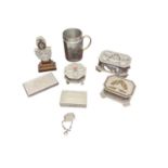 Lot Second World War Egyptian worked alluminium novelty metalware including boxes and cigarette case