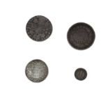 G.B. -Mixed George III silver coins to include Shilling 1787 VF, Penny 1781 GVF-AEF, Bank of England