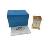 Garrard London brass cased carriage clock, with winding key, certificate and boxed as new